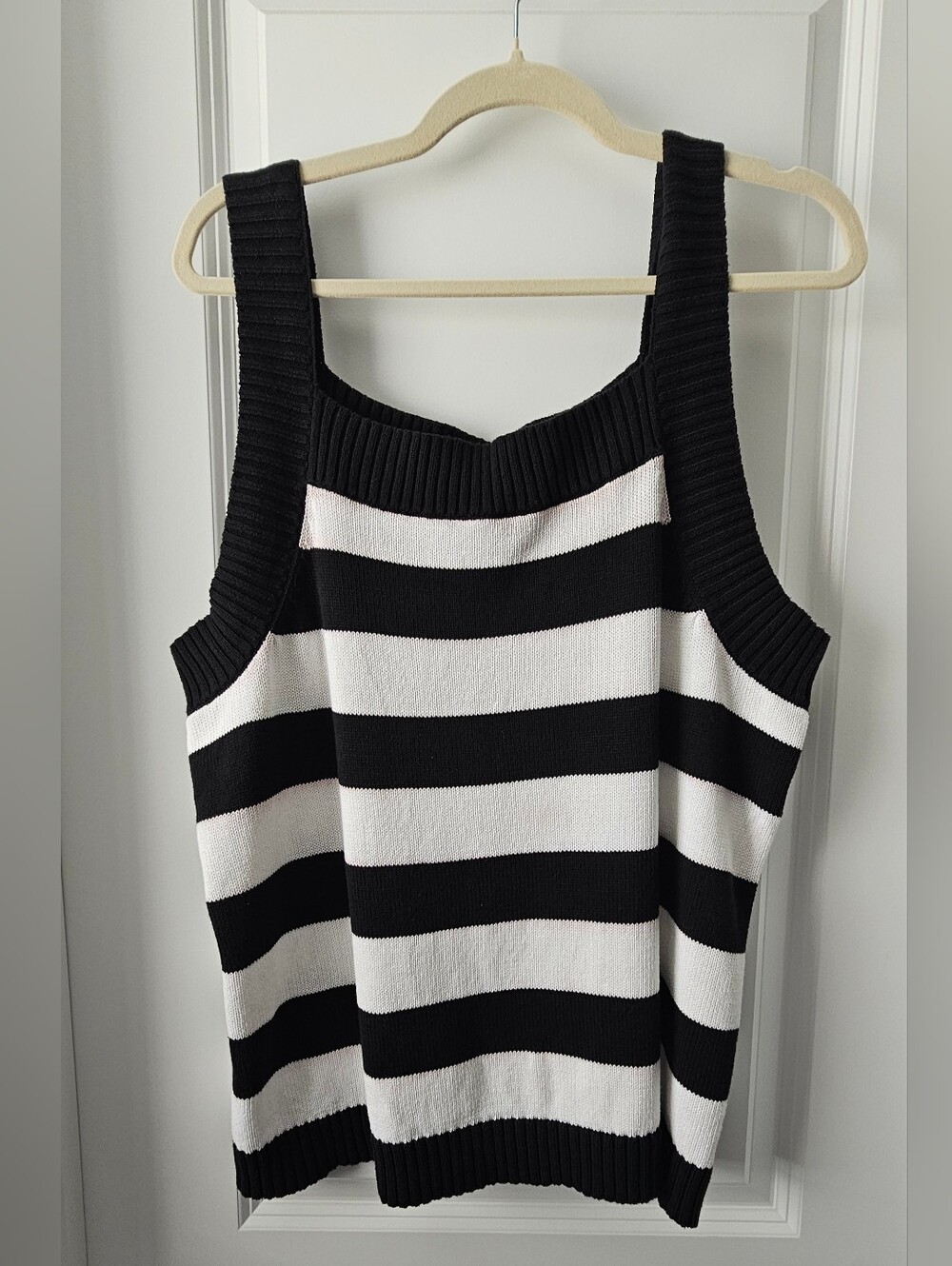 Black & White Striped Knit Tank Top